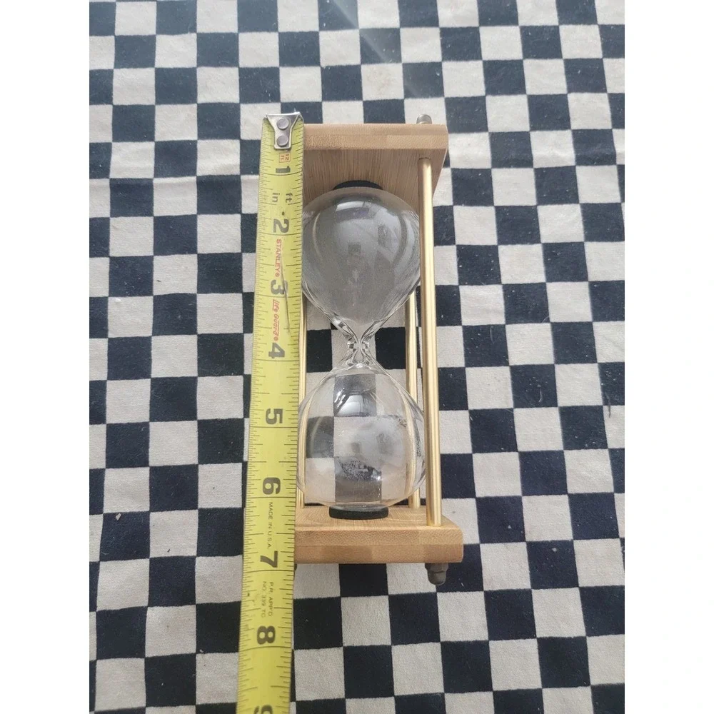 15‎ Minute Gray Sand Timer Hourglass Wood & Brass Frame Desk Decor